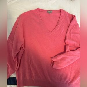 Jcrew pink Large cashmere v neck sweater